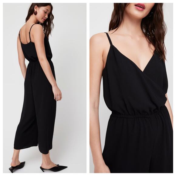 Aritzia Wilfred Black Melodie V-neck Sleeveless Jumpsuit Size S Japanese Crepe - Picture 2 of 9
